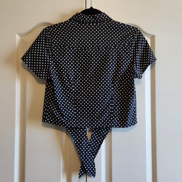 Tatyana Rockabilly Retro Pinup Polka Dot Tie Top - Picture 3 of 3